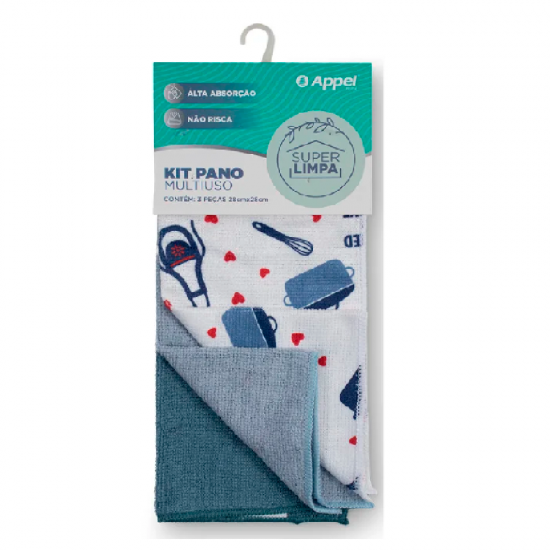 Pano de Microfibra 28x28cm Appel com 3 unid. Louças