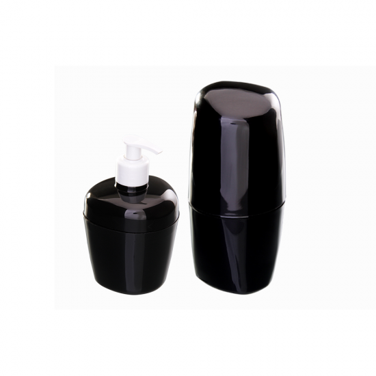 Kit Porta Sabonete Líquido + Porta Escova de Dente Astra Preto Kit Porta Sabonete Líquido + Porta Escova de Dente Astra Preto