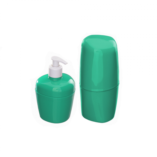 Kit Porta Sabonete Líquido + Porta Escova de Dente Astra Verde