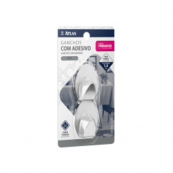 Gancho Adesivo Médio em Inox Atlas Primafer com 2 unid.