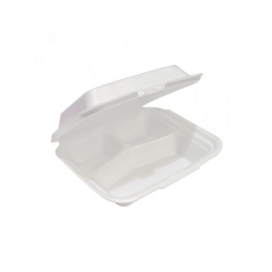 Bandeja de Isopor BS132 com 3 Divisões com 10 unid. Branca Bandeja de Isopor BS132 com 3 Divisões com 10 unid. Branca