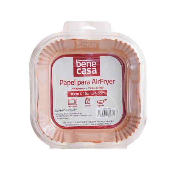 Forma de Papel Descartável para Air Fryer Bene Casa Quadrada c/50