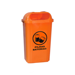 Lixeira para Coleta Seletiva 50L com Suporte Fixação Bralimpia - Laranja