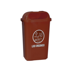 Lixeira para Coleta Seletiva 50L com Suporte Fixação Bralimpia - Marrom