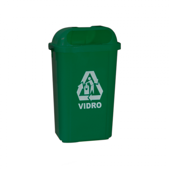 Lixeira para Coleta Seletiva 50L com Suporte Fixação Bralimpia - Verde Lixeira para Coleta Seletiva 50L com Suporte Fixação Bralimpia - Verde