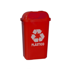 Lixeira para Coleta Seletiva 50L com Suporte Fixação Bralimpia - Vermelha