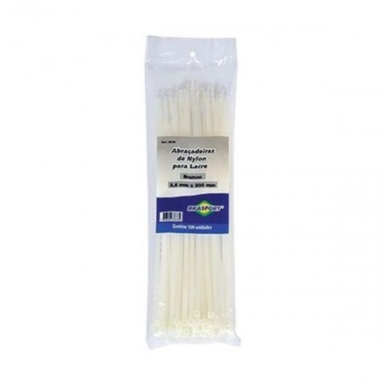 Abraçadeira Nylon Brasfort 3,6x300mm c/ 100 unid. Branca Abraçadeira Nylon Brasfort 3,6x300mm c/ 100 unid. Branca