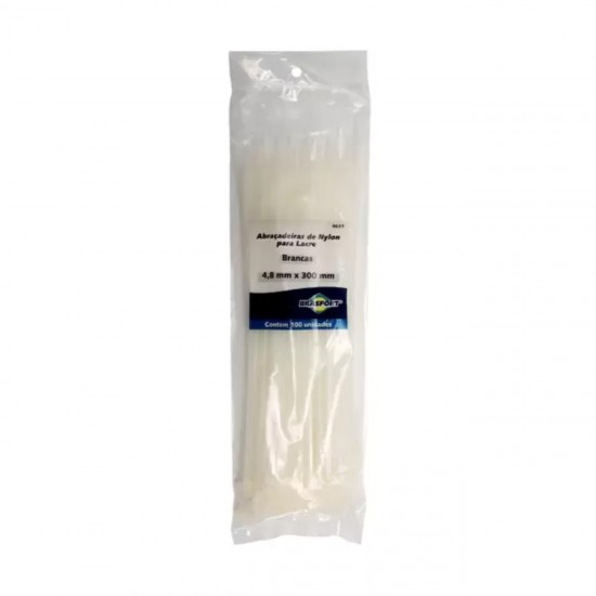 Abraçadeira Nylon Brasfort 4,8x300mm c/ 100 unid. Branco Abraçadeira Nylon Brasfort 4,8x300mm c/ 100 unid. Branco