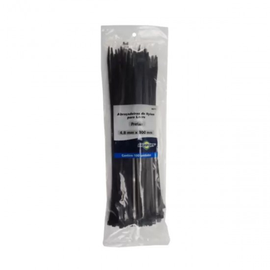 Abraçadeira Nylon Brasfort 4,8x300mm c/ 100 unid. Preto Abraçadeira Nylon Brasfort 4,8x300mm c/ 100 unid. Preto