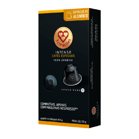 Cápsula de Café 3 Corações Compatível Nespresso Intenso c/10