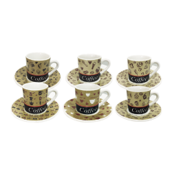 Conjunto Xícara de Cerâmica 85mL Class Home com 12 peças com Pires Coffe