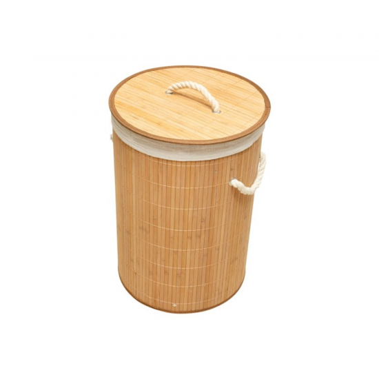 Cesto para Roupas Dobrável Redondo Bambu Clink