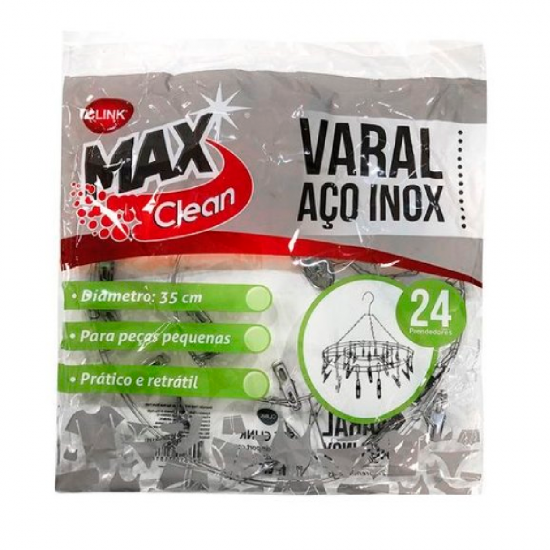 Varal Multiuso em Inox Clink c/24 Prendedores