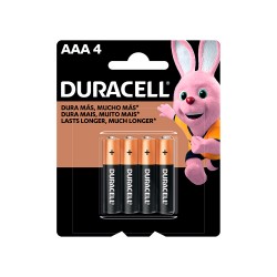 Pilha Alcalina AAA Palito Duracell com 4 unid.