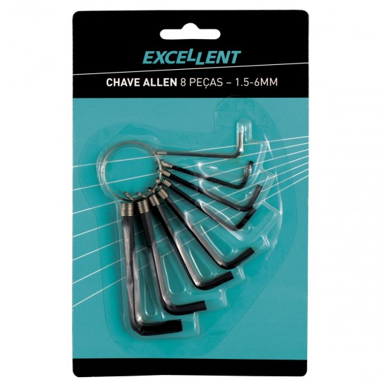 Jogo de Chave Allen Eda com 8 peças 1,5 a 6mm Jogo de Chave Allen Eda com 8 peças 1,5 a 6mm