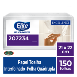 Papel Toalha Interfolhado Luxo Folha Quádrupla Elite 100% Celulose com 150 folhas Papel Toalha Interfolhado Luxo Folha Quádrupla Elite 100% Celulose com 150 folhas