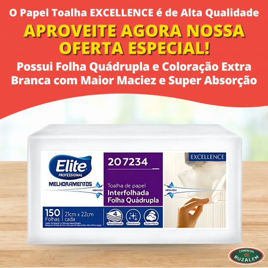 Papel Toalha Interfolhado Luxo Folha Quádrupla Elite 100% Celulose com 150 folhas Papel Toalha Interfolhado Luxo Folha Quádrupla Elite 100% Celulose com 150 folhas