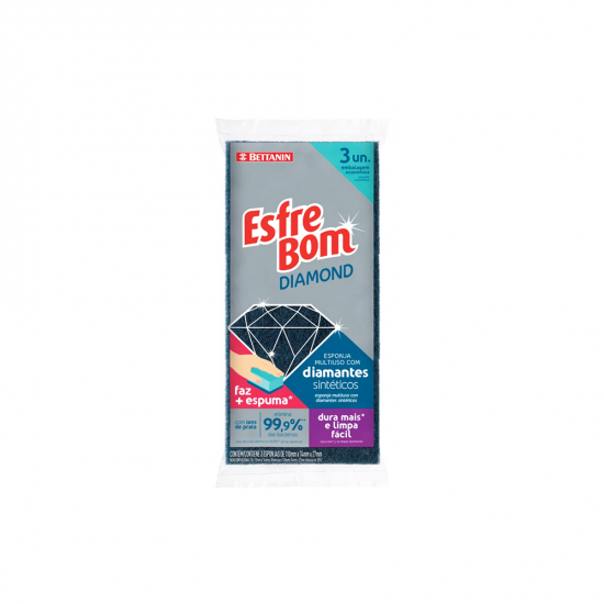Esponja Dupla Face Multiuso Esfrebom Diamond com 3 unid. Esponja Dupla Face Multiuso Esfrebom Diamond com 3 unid.