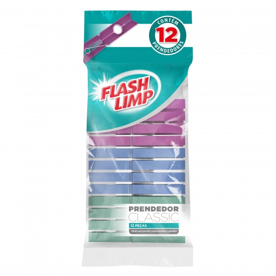 Prendedor para Roupas Plástico Flash Limp Classic com 12 unid. Prendedor para Roupas Plástico Flash Limp Classic com 12 unid.