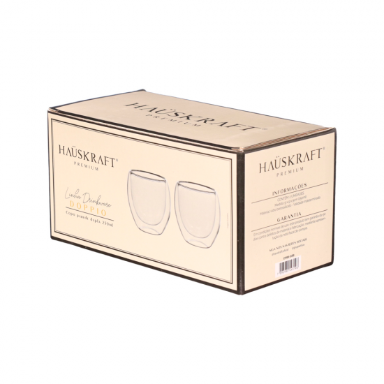 Copo de Vidro Parede Dupla 250mL Hauskraft c/2 Copo de Vidro Parede Dupla 250mL Hauskraft c/2