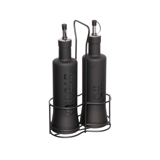 Galheteiro de Vidro Nero Hauskraft c/3 peças Galheteiro de Vidro Nero Hauskraft c/3 peças