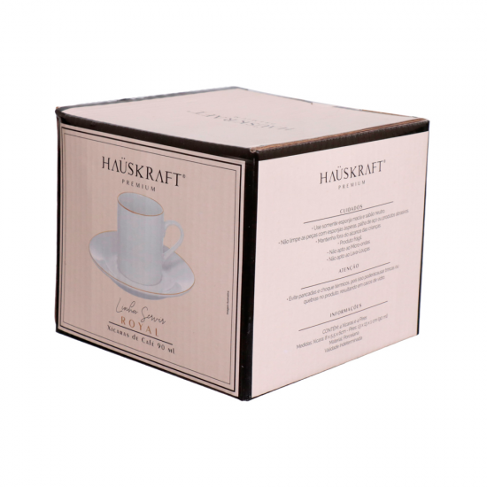 Jogo de Xícaras c/ Pires Royal 90mL Hauskraft c/4 Jogo de Xícaras c/ Pires Royal 90mL Hauskraft c/4