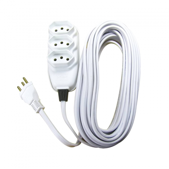 Extensão Elétrica 10 metros Cabo PP 3 Tomadas 2P+T 10A Ilumi