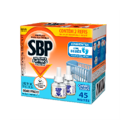Inseticida Elétrico SBP 45 Noites com 2 Refis de 35mL Cheiro Suave Inseticida Elétrico SBP 45 Noites com 2 Refis de 35mL Cheiro Suave