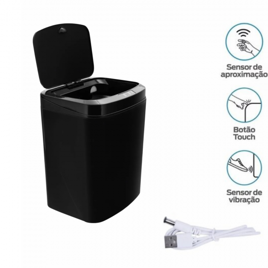 Lixeira Automática com Sensor 16L Kala Preto