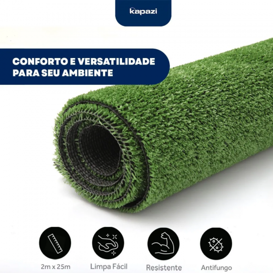 Grama Sintética 10mm Decorativa 200cm Kapazi - por metro