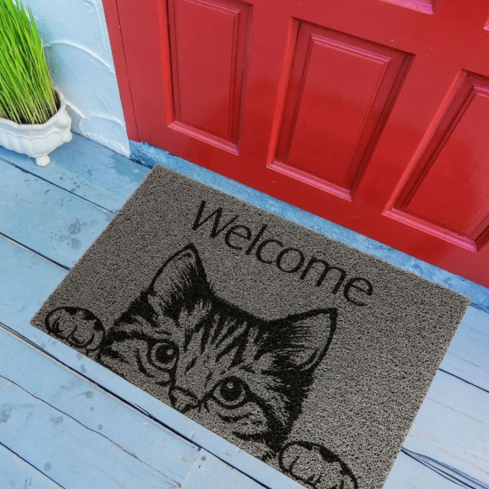 Tapete Capacho Vinil 40x60cm Kapazi Pet- Cat Welcome 