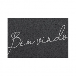 Tapete Capacho Vinil 40x60cm Kapazi - Bem-Vindo Cinza Light