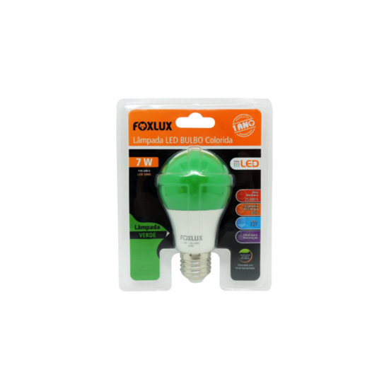 Lâmpada LED 7W Foxlux Bulbo Verde Bivolt