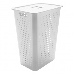Cesto de Roupas com Tampa <Ou> Branco 47L