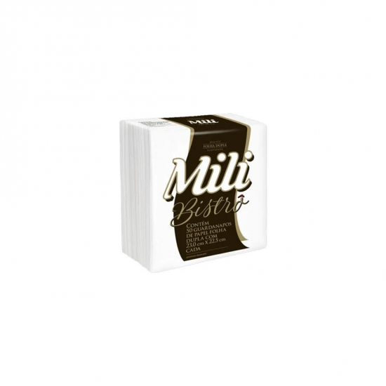 Guardanapo de Papel Mili Bistrô Folha Dupla 22,5x23cm com 50 folhas