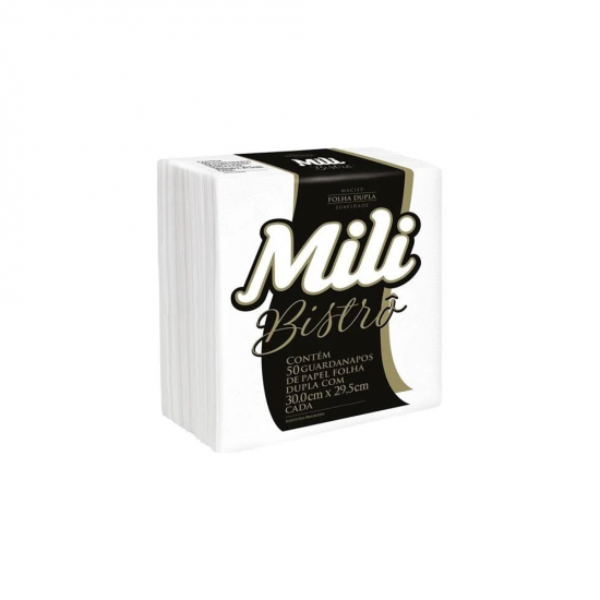 Guardanapo de Papel Mili Bistrô Folha Dupla 29,5x30cm com 50 folhas Guardanapo de Papel Mili Bistrô Folha Dupla 29,5x30cm com 50 folhas