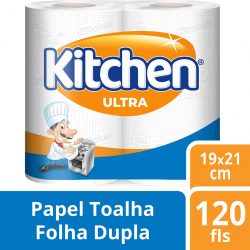 Toalha de Papel Kitchen Ultra Folha Dupla 19x21cm com 120 folhas