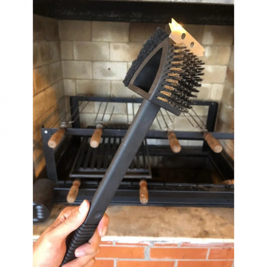 Escova para Limpar Grelha e Churrasqueira Mimo Cabo Longo