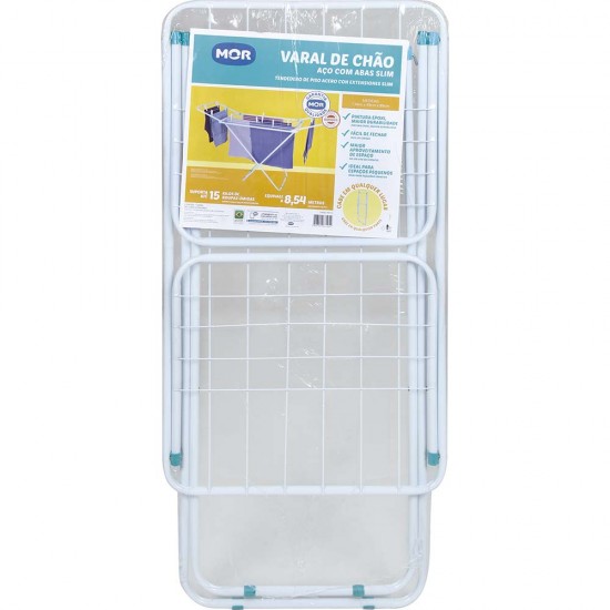 Varal de Chão de Aço com Abas MOR Slim Branco Varal de Chão de Aço com Abas MOR Slim Branco