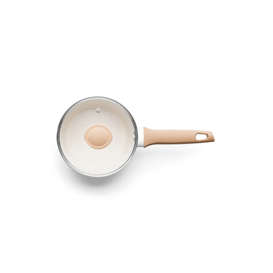Panela de Indução Cerâmica 1,8L Carmela Vanilla MTA Ceramic Flon 18cm