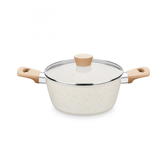 Caçarola de Indução Cerâmica 3,8L Carmela Vanilla MTA Ceramic Flon 24cm
