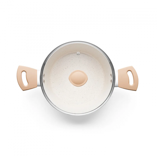 Caçarola de Indução Cerâmica 3,8L Carmela Vanilla MTA Ceramic Flon 24cm
