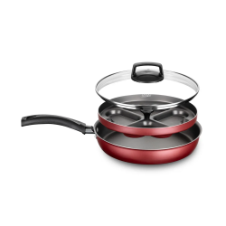 Frigideira Antiaderente Ovo Poché Coração MTA Cereja 22cm com Tampa