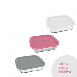 Assadeira de Vidro Quadrada 1,8L Marinex com Tampa