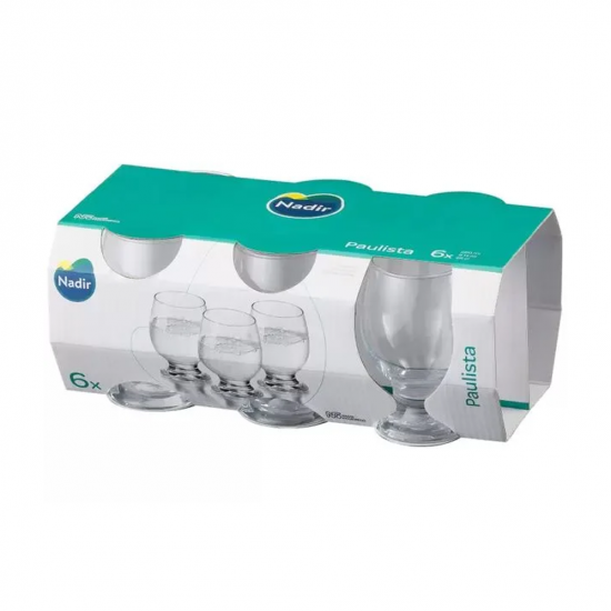 Conjunto Copo Taça de Vidro 300mL Nadir Paulista com 6 unid. Conjunto Copo Taça de Vidro 300mL Nadir Paulista com 6 unid.
