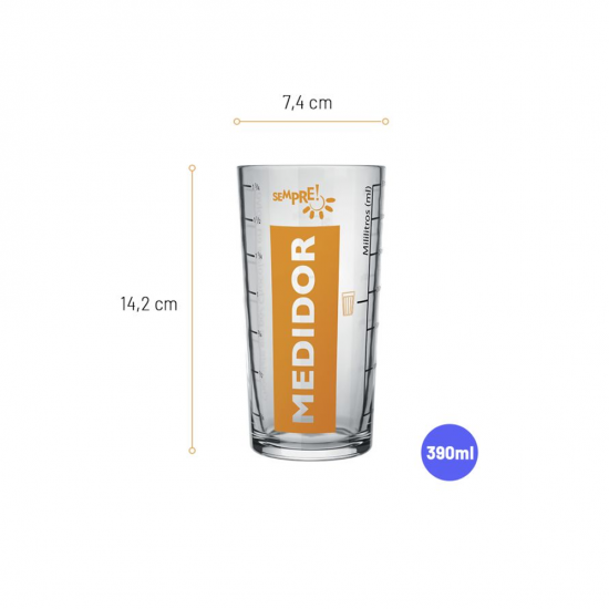 Copo Medidor Graduado de Vidro Sempre 390mL Copo Medidor Graduado de Vidro Sempre 390mL