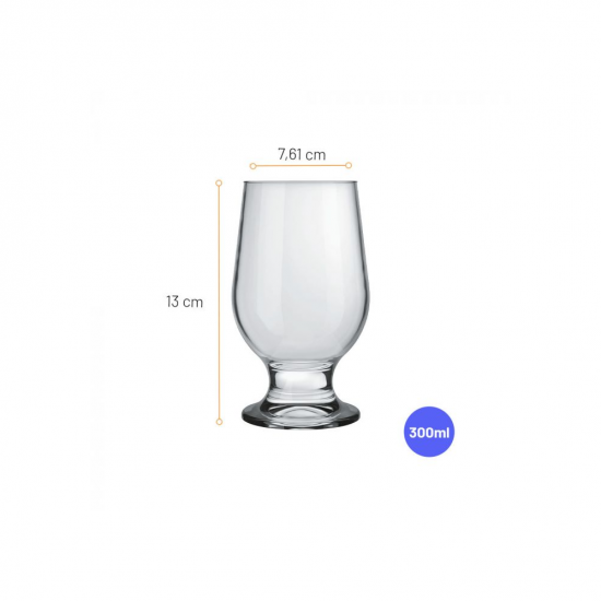 Conjunto Copo Taça de Vidro 300mL Nadir Paulista com 6 unid. Conjunto Copo Taça de Vidro 300mL Nadir Paulista com 6 unid.