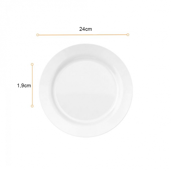 Prato de Vidro Raso 24cm Duralex Opaline Menu Branco Prato de Vidro Raso 24cm Duralex Opaline Menu Branco