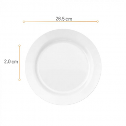 Prato de Vidro Raso 26,5cm Duralex Opaline Menu Branco Prato de Vidro Raso 26,5cm Duralex Opaline Menu Branco