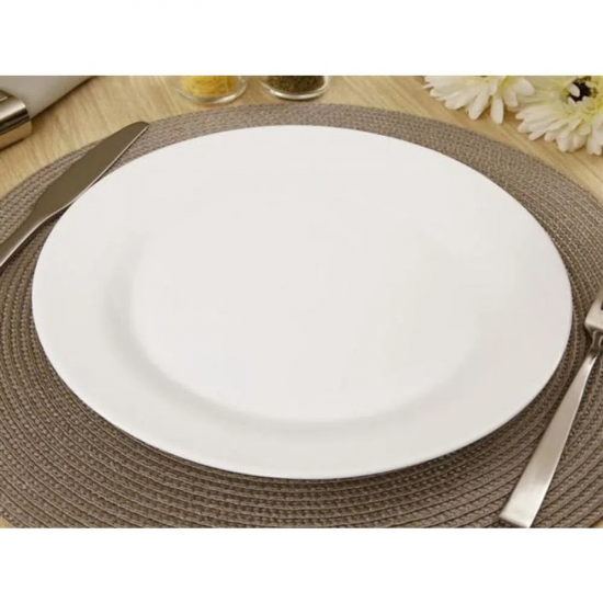 Prato de Vidro Raso 26,5cm Duralex Opaline Menu Branco Prato de Vidro Raso 26,5cm Duralex Opaline Menu Branco